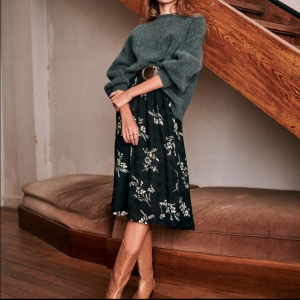 Sezane, Elie Skirt, Jacquard Black